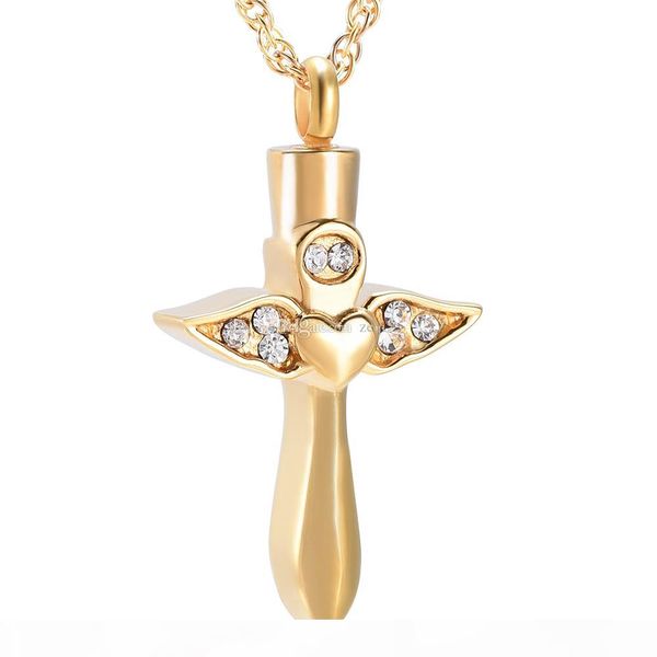 

ijd9712 cremation jewelry stainless steel crystal cross memorial ash keepsake urn cremation jewelry for women girl kids, Silver