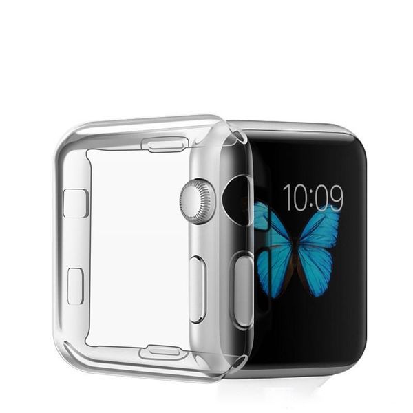 

clear tpu case for apple watch 40mm 44mm transparent 360 degree all-round protective cover for iwatch 4 soft screen protector