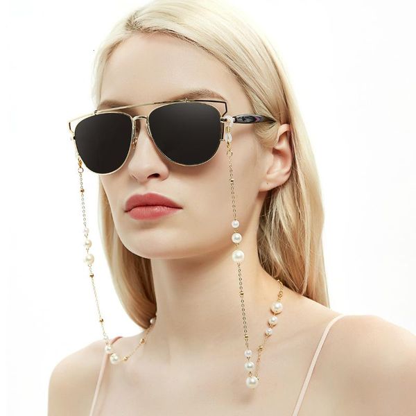 

2020 gold color eyeglass chains pearls sunglasses holder necklace non-slip glasses lanyard strap fashion eyewear accessories, Silver