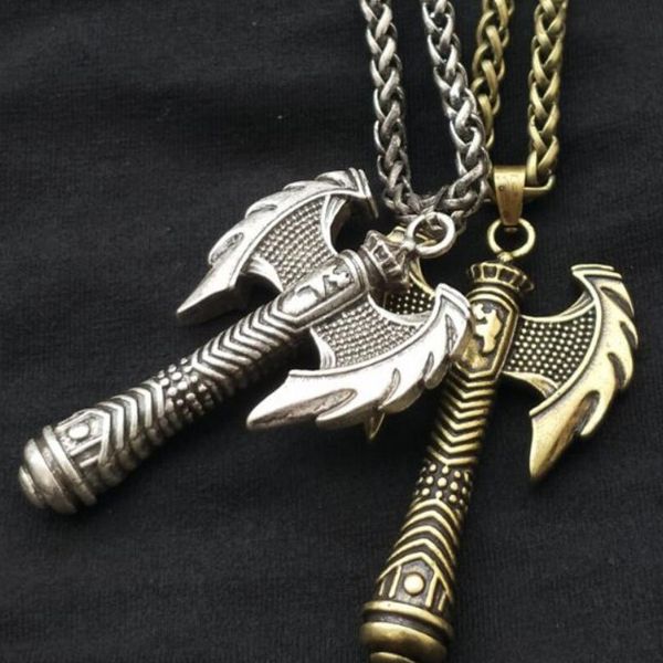 

viking necklace retro campaign axe pendant, Silver