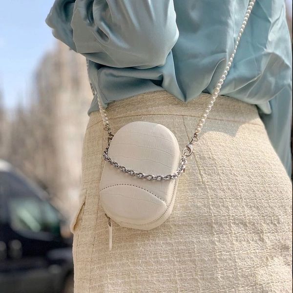 

2020 лето малого кожаного мешок девушка cute сумка long pearl плечо пояс цепь украшение многофункциональные кошельки и hanbags