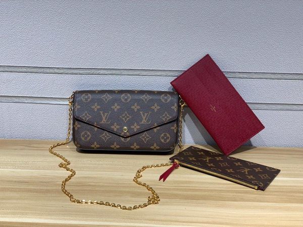 

women fashion lady mobile phone messenger bags three-piece crossbody shoulder bags chain bags size 21 x 12 x 3cm