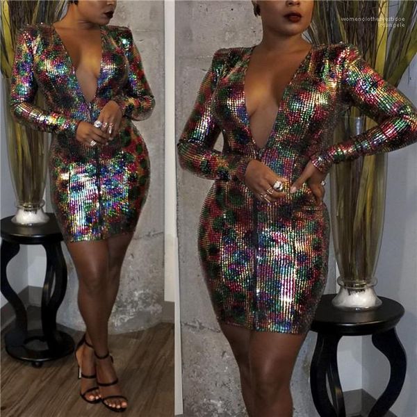 

print autumn night club female clothing v neck long sleeve casual apparel womens designer bodycon dresses sequin, Black;gray