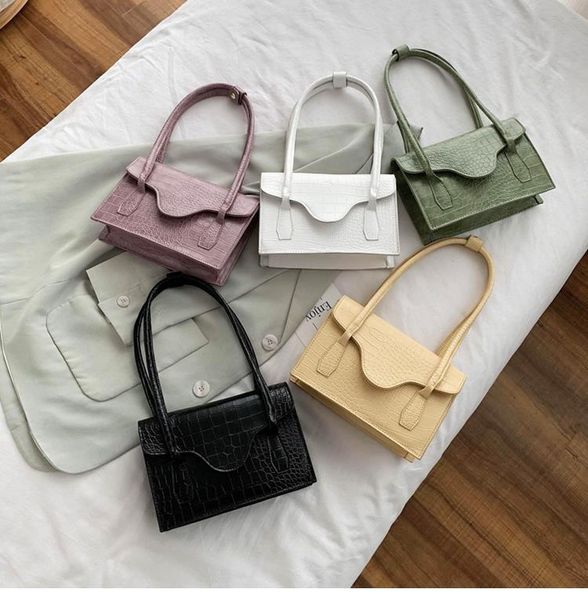 

retro simple crocodile pattern ladies shoulder bag luxury design ladies handbag soild colour tote bolsa feminina