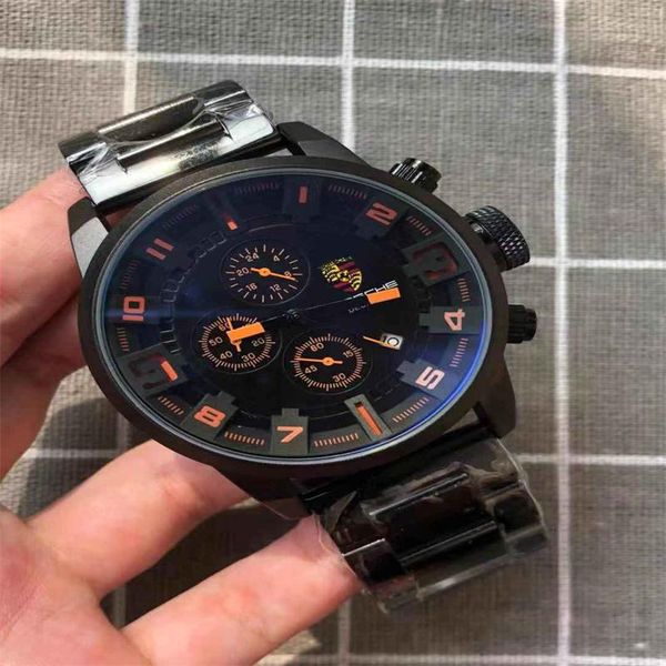 

04 all subdials work mens watches stainless steel quartz wristwatches satch luxury watch, Black