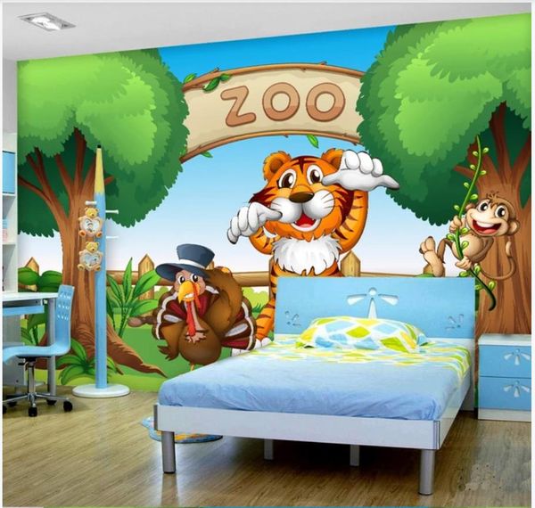 photo personalizzato carta da parati murales 3D carta da parati camera murale sfondo carta da parati della decorazione della casa Cute cartoon animale della foresta per bambini