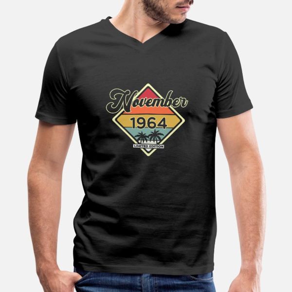

vintage november 55 year 1964 55th birthday gift t shirt men designer 100% cotton size s-3xl standard fitness authentic summer normal shirt, White;black