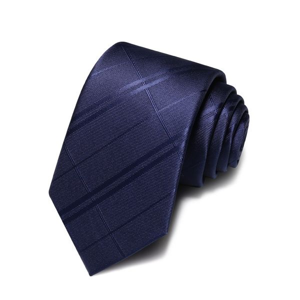 

2020 brand new fashion men 7cm navy blue dark striped necktie business formal suit neck tie for men with gift box, Black;gray