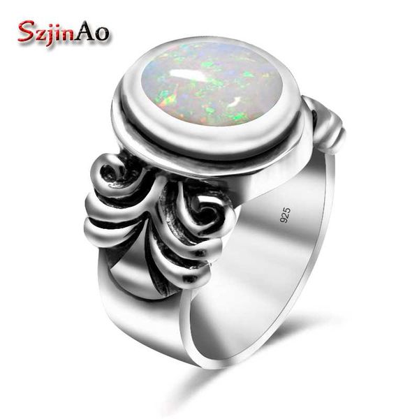 

szjinao women white fire opal rings solid 925 sterling silver islam wedding party engagement love anel vintage fine jewelry 2020, Golden;silver