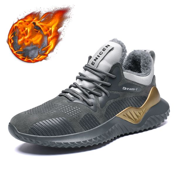 

2020 brand man winter snow warm plush sneakers men tenis feminino trainers outdoor male big size 46 shoes basket femme, Black