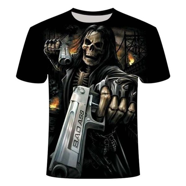 

design heavy metal grim reaper skull 3d print shirts graphic humor hippie men clothing