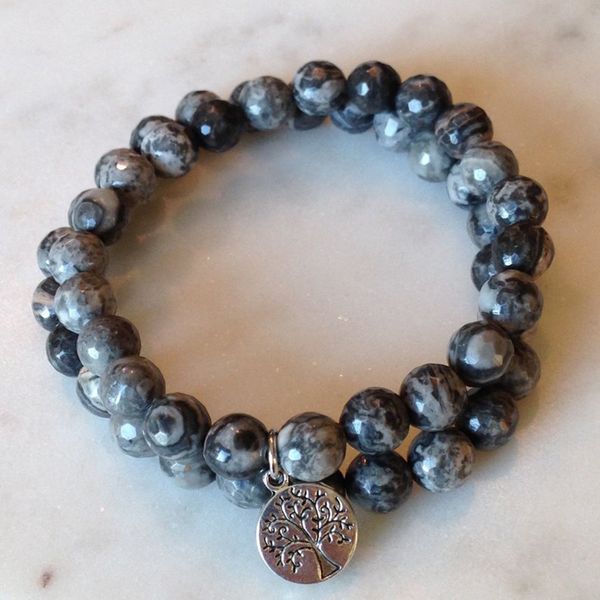 

charm bracelets mens stackable set tree of life bracelet 2 mala beads beaded yoga jewelry gift for men, Golden;silver