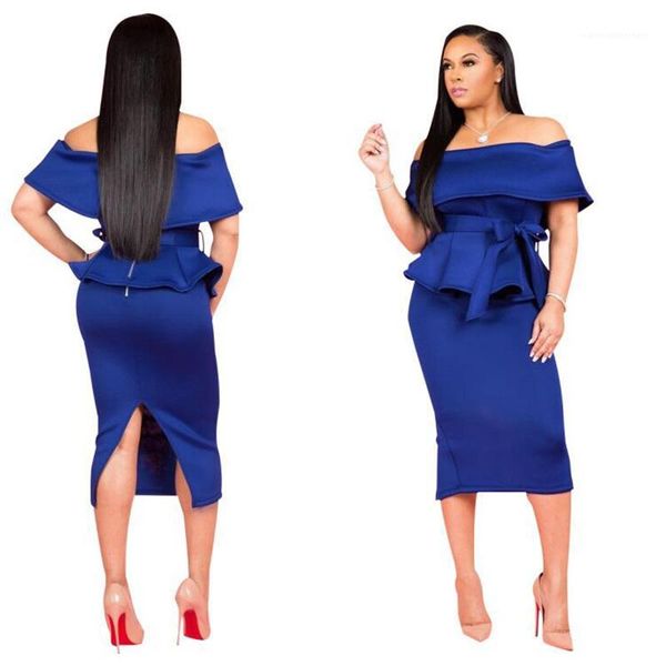 

women two piece dresses designer natural color suits casual short sleeve ruffle neck skinny dresses womens clothing, White