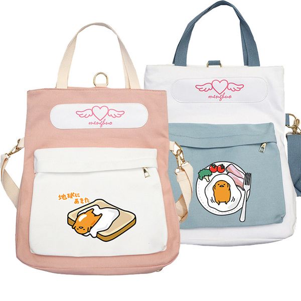 

gudetama kawaii egg printing backpack women cute shoulder bags canvas school bags pink crossbody for women travel backpack