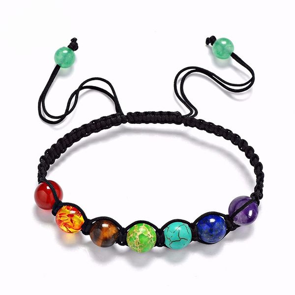 

7 chakra bracelet jewelry friendship charm bead bracelet customizable, Black