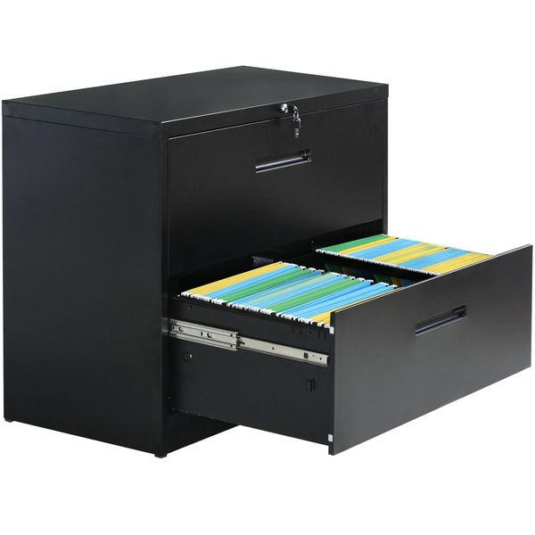 

us stock, trexm nightstand lockable heavy duty lateral file cabinet metal 2 drawer file cabinet black 2 drawer wf192106baa