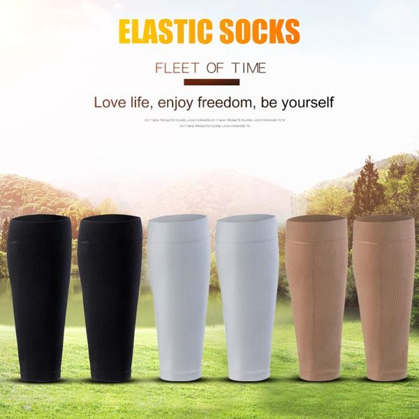 

sports socks 1 pair elastic shin guards stockings women men fitness sporting protective sleeves portable calf gear, Black