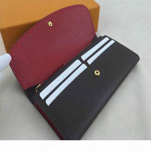 

handbag womens purses leather clutch bag wallet 9 colors single zipper up pocke for women ladies vintage long credit card holder with box, Red;black