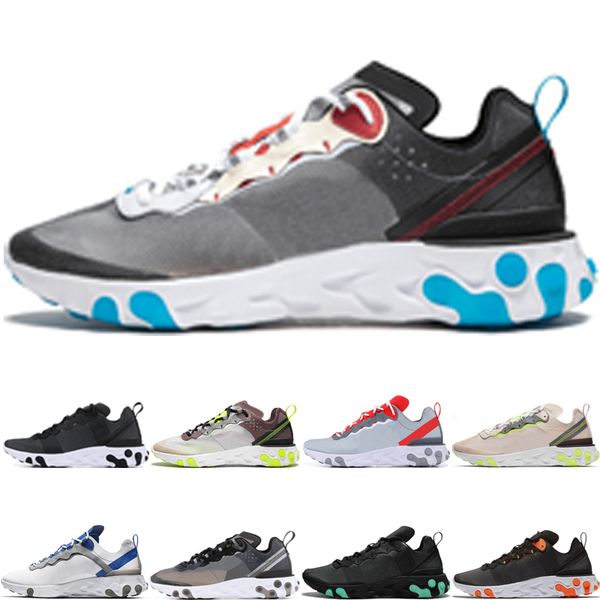 

classic react element 87 55 men women running shoes dark grey desert sand green mist grey royal red light beige sneakers chaussures