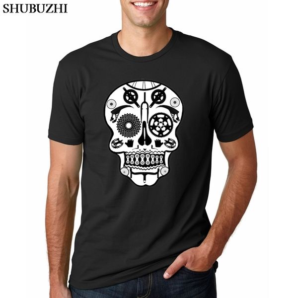 

funny skull design bmx biker parts t shirt men bicycle cycling fittings t-shirt mtb rider teeshirt perfect graphic apparel