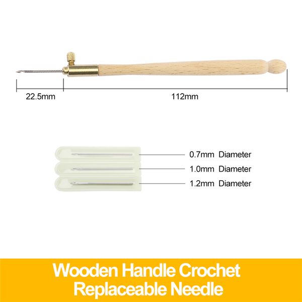 

wooden handle crochet hook with 3 needles quality french crochet embroidery beading hoop sewing tool set diy craft