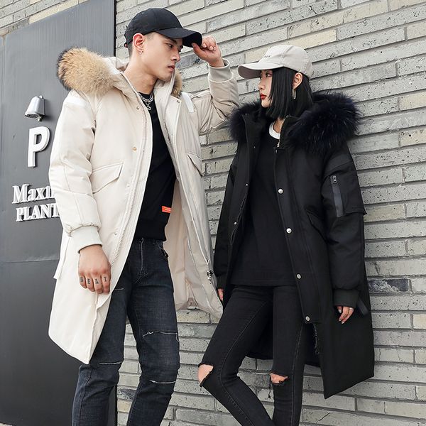 

2020 новый мужской пуховик тонкий корейский стиль гольфы мужские и женские средней длины гольфы любителей зимы утолщенной пальто, Black