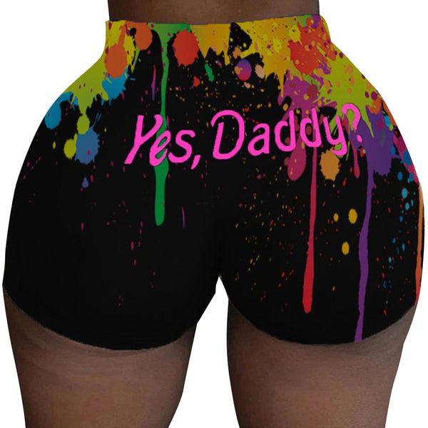 

2020 women skinny yoga shorts letter/bomb/lip print high waist sport shorts summer casual style fitness clothes clubwear, White;black