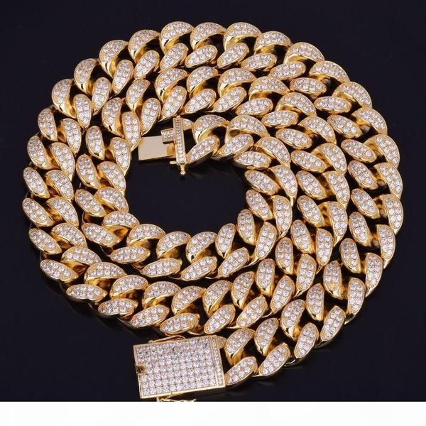 

новая горячая продавец 20мм iced out циркон кубинский цепи ожерелье хип-хоп ювелирных изделий медь материал cz застежка mens ожерелье ссылка, Silver