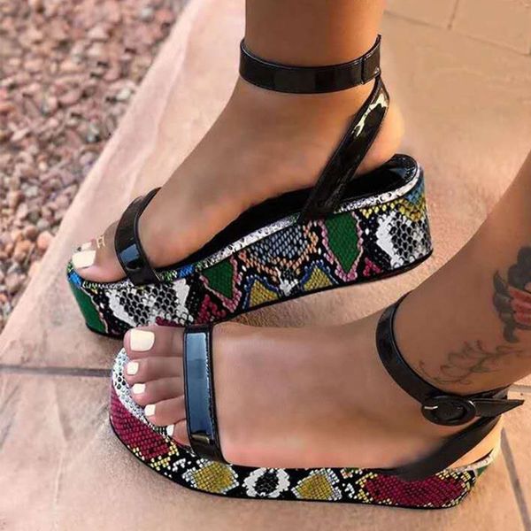 

women sandals woman platform shoes ladies ankle strap comfortable flat colors footwear plus size summer women's fashion mixed, Black