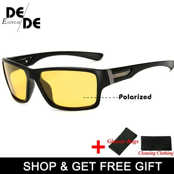 

night vision sunglasses fashion polarized night driving enhanced light at rainy cloudy fog day with box, White;black