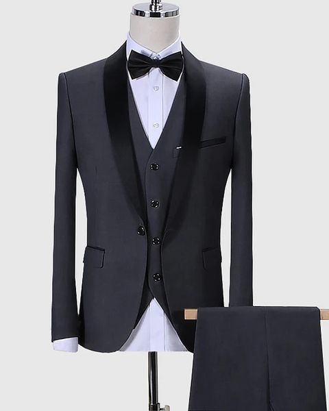 

wedding tuxedos for men suit dark grey custom made suits man groom wear 2020, White;black