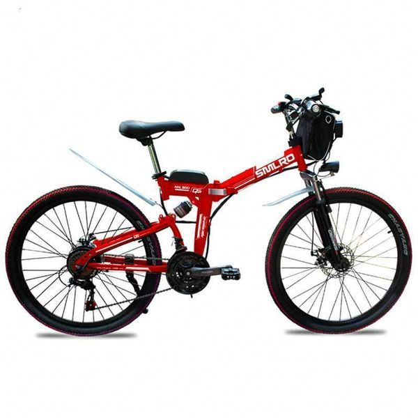 

ytl 350w foldable electric bike 48v 10ah 21 speed in stock selling integrated wheel hidden battery 26 inch for adults, Silver;blue