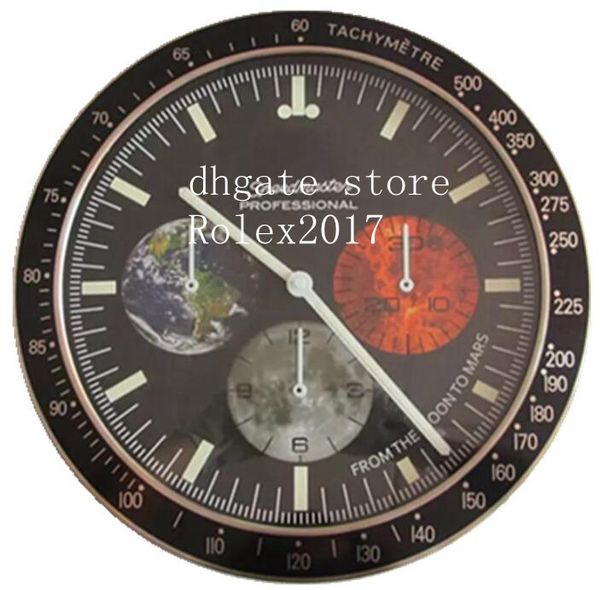 

11 style wall clock 34cm x 5cm 2kg 18k stainless steel quartz chronograph blue luminescent home decoration clock 2020, Slivery;black