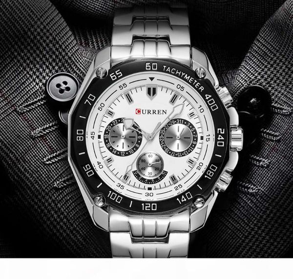 

2020 curren 8077 selling mens watches analog quartz business classic trendy stainless steel men watch oem montre de luxe, Slivery;brown