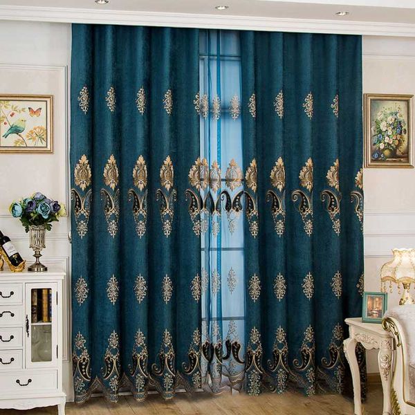 

high-end chenille embroidery curtains for living dining room valance luxury european style window blackout curtains bedroom