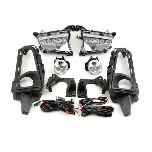 

july king led 6000k daytime running lights + 4300k fog lamp assembly case for toyota hiace 300 series 2019+, front bumper drl with cover