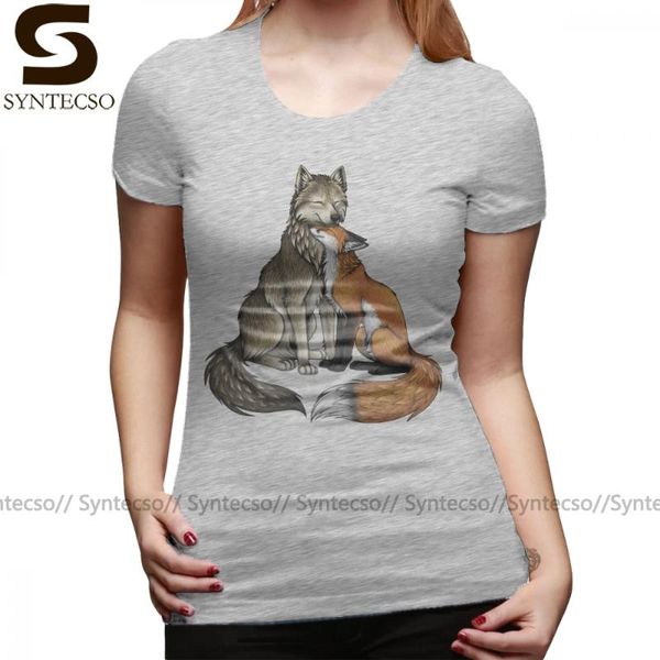 

love couple t-shirt wolf t shirt street wear short-sleeve women tshirt silver large size o neck cotton ladies tee shirt, White