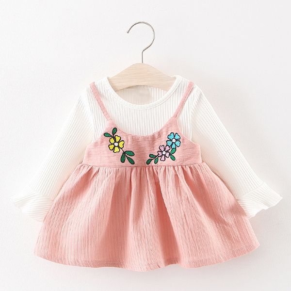 

clearance summer and autumn toddler kids baby girls long sleeve flower print clothes party princess dress 0118, White