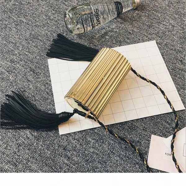 

ladies metal glossy tassel evening bag clutch bags handbag minaudiere women party letter cluth silver gold black box chain purse y18103004