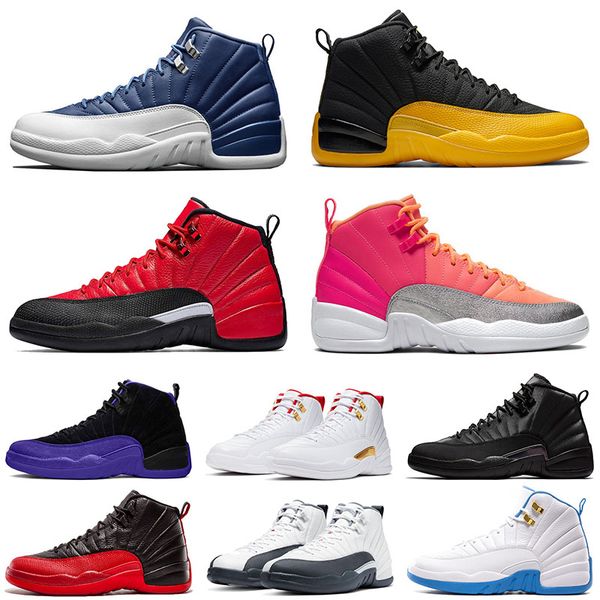 

mens basketball shoes 12s indigo sport 2020 punch university gold reverse flu game fiba winterized wntr trainers sneakers
