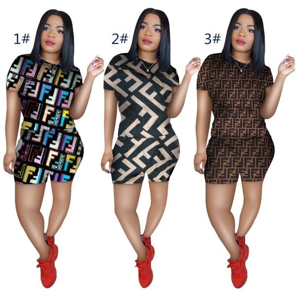 

women designer tracksuit print short sleeve outfits shirt pants 2 piece set sportswear skinny shirt shorts sport suit s-xxl y9968, Gray