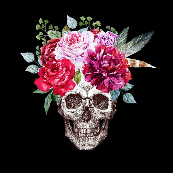 

gift iron on skull flower patch appliques heat transfer easy apply washable diy