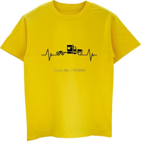 

new summer fashion heartbeat of truck t shirt men cotton short sleeve man trucker truck driver t-shirt cool tees
