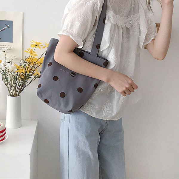 

wave point shoulder bag letter embroidered casual totes canvas handbag female bags
