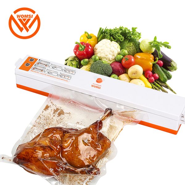 

vacuum food sealing machine womsi 220v/110v household sealer packaging film packer including 15pcs bags free