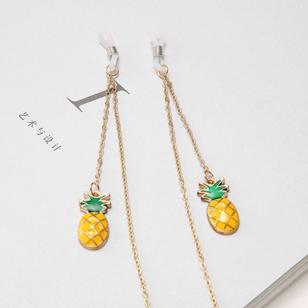 

reading glasses chain eyewear sunglasses holder neck strap fruit pineapple pendant metal glasses rope, Silver