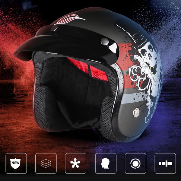 

motorcycle open half face helmet scooter retro vintage dot 3/4 cycling abs security helmet fashion