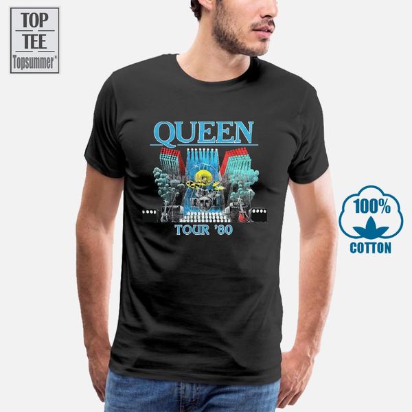 

queen freddie mercury world tour 1980 stage official tee t shirt mens 2019 men t shirt fashion tee