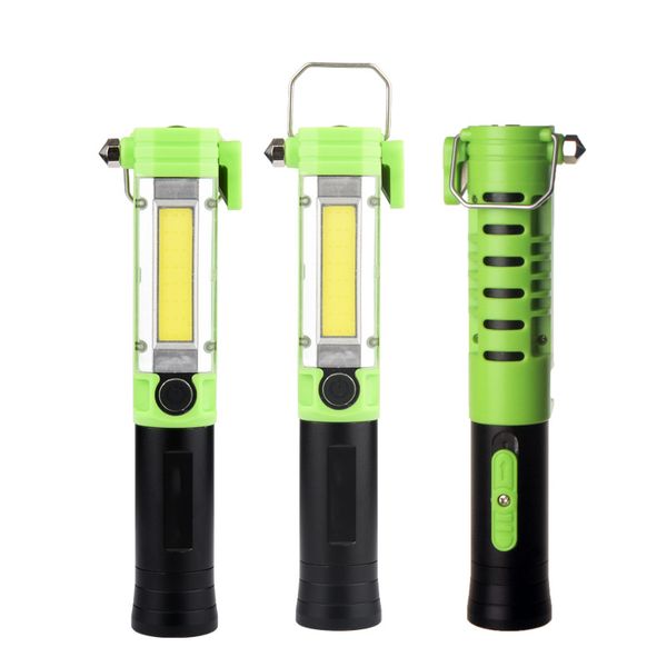 

xanes 30w cob+led 5modes led work light usb rechargeable outdoor camping emergency led torch with safety hammer