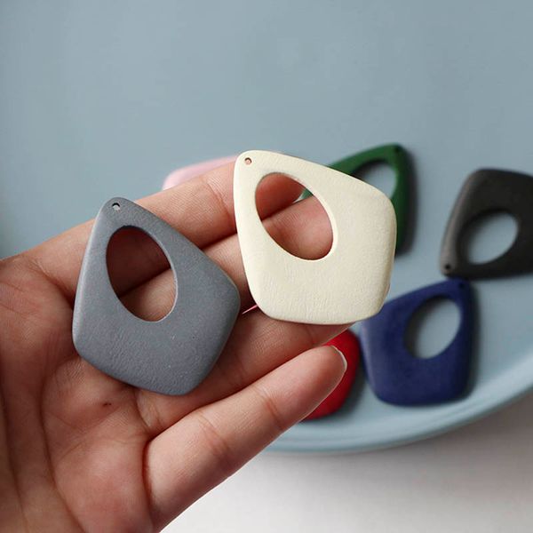 

10pcs colorful wooden pendants drop shape hollow out earring pendants charms for diy earring jewelry making findings accessories